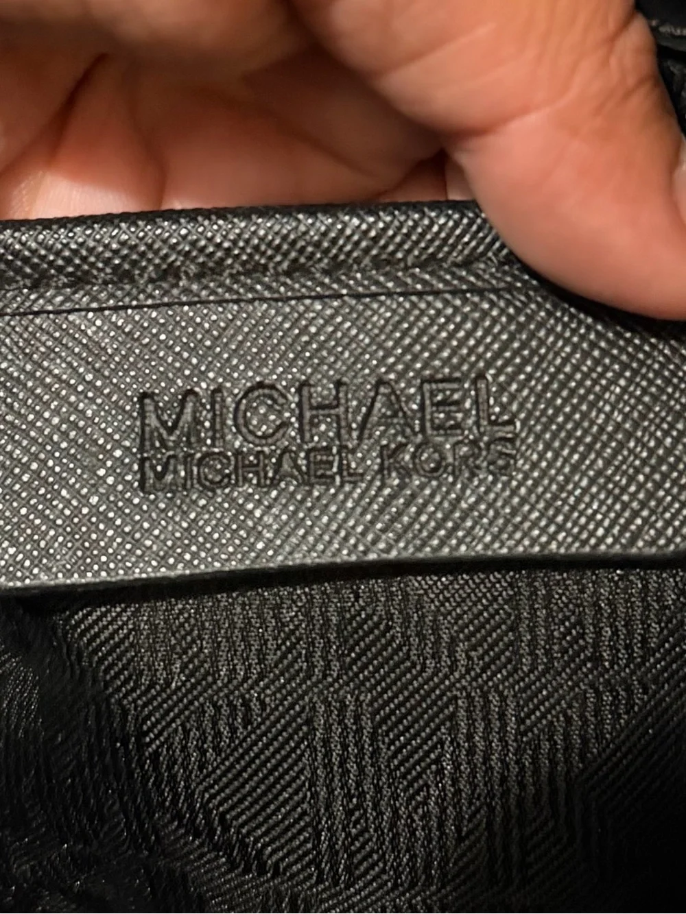 Michael Kors Black Leather Tote with Gold Logo Charm